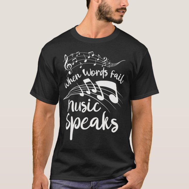 NÄR ORD MISSLYCKAS MUSIC SPEAKS Band Orchestra (3) T Shirt (Framsida)