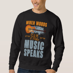 När Ord Misslyckas musikhögtalare Guitar Musician Lång Ärmad Tröja