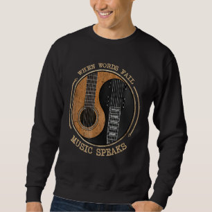 När Ord Misslyckas musikhögtalare Ying Yang Guitar Lång Ärmad Tröja