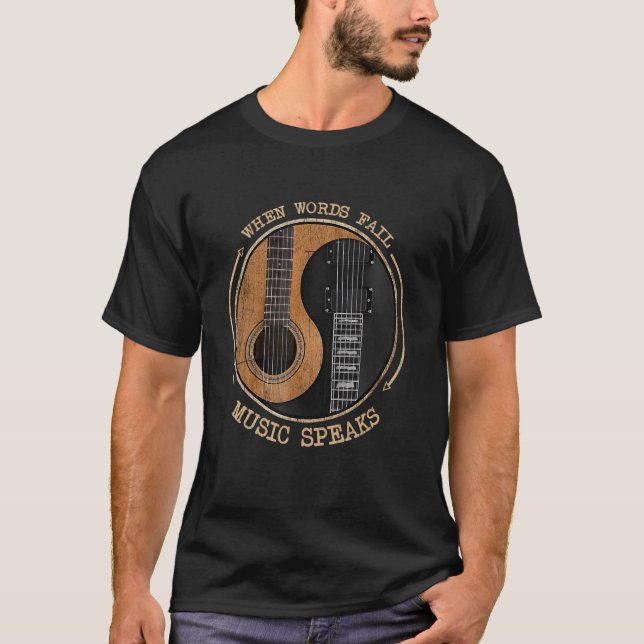 När Ord Misslyckas musikhögtalare Ying Yang Guitar T Shirt (Framsida)