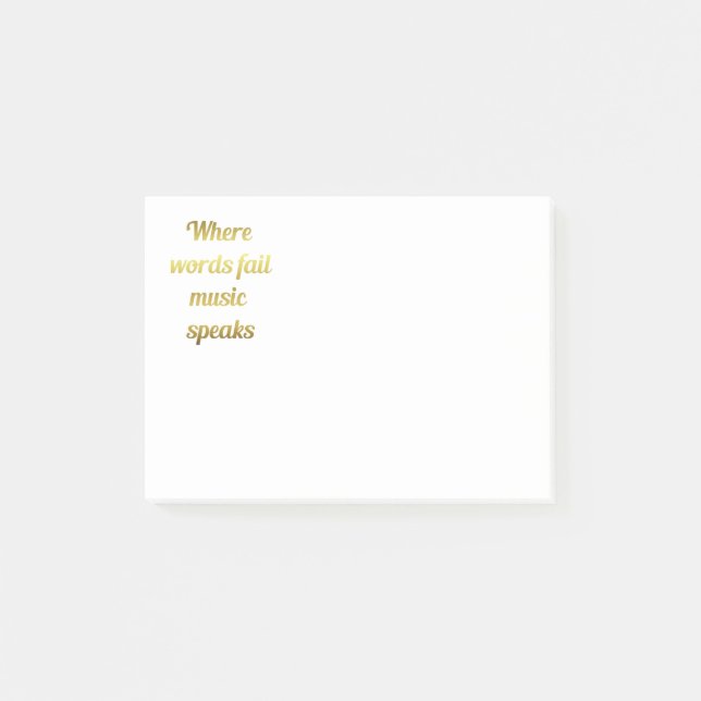 När ord misslyckas musikhögtalarinspirationsoffert post-it block (Framsida)