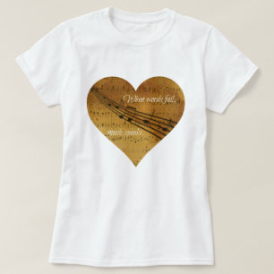 När ordkuggningen, musik talar notbladhjärta tee shirt