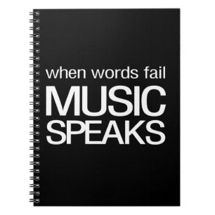 När ordkuggningmusik talar anteckningsbok med spiral