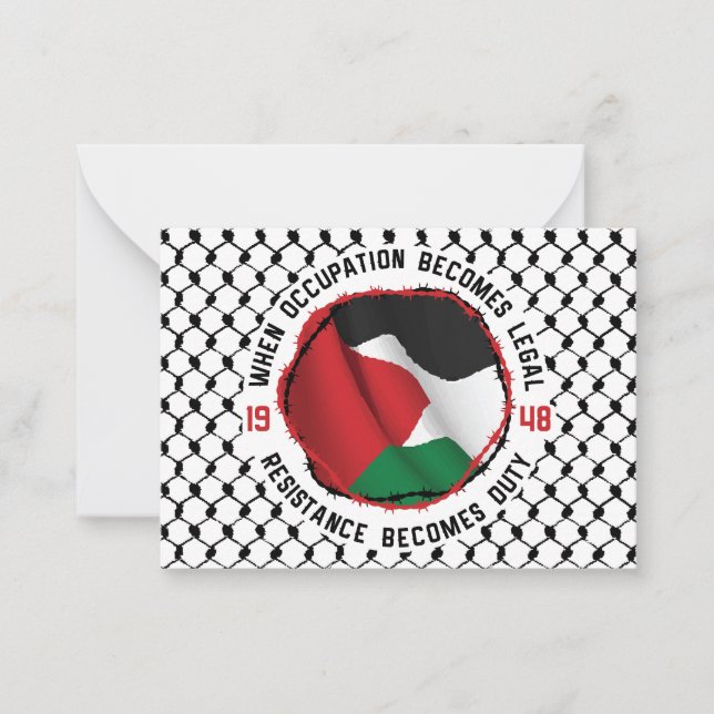 När Palestinas ockupation blir Palestina lagligt Anteckningskort (Framsida)