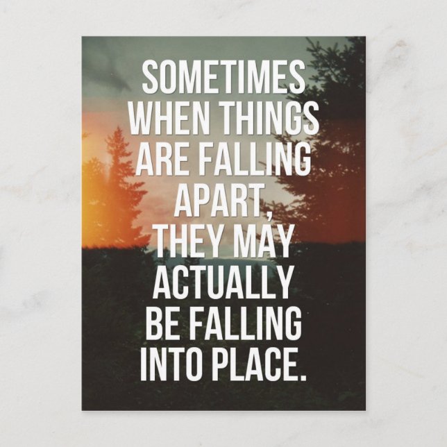 När Sak faller isär citat Vykort (Framsida)