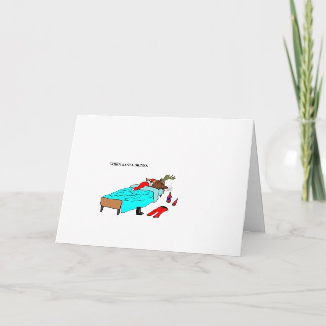 När Santa dricker ("renen") Helgkort (Framsida)