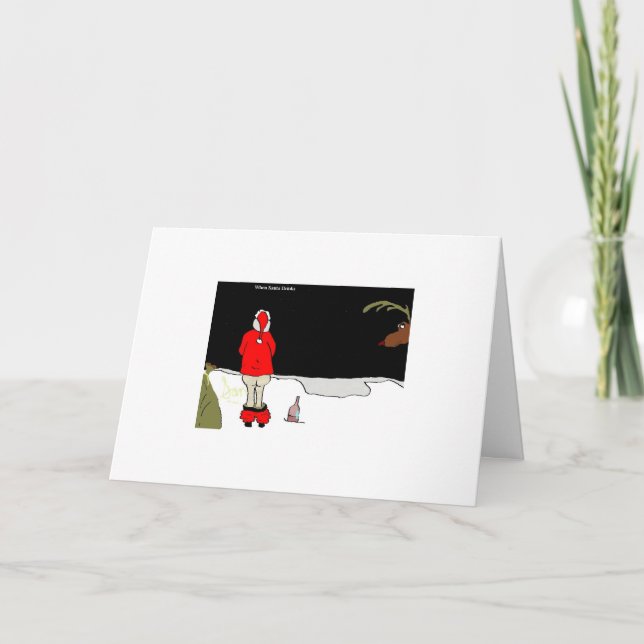 När Santa dricker ("Snowbank") Helgkort (Framsida)