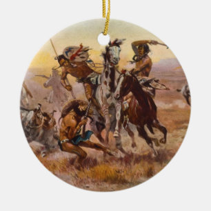När Sioux och Blackfeet mötte vid Charles M. Julgransprydnad Keramik