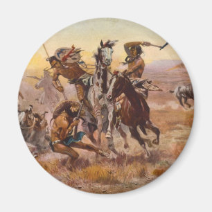 När Sioux och Blackfoot möts av Charles M Russel Magnet