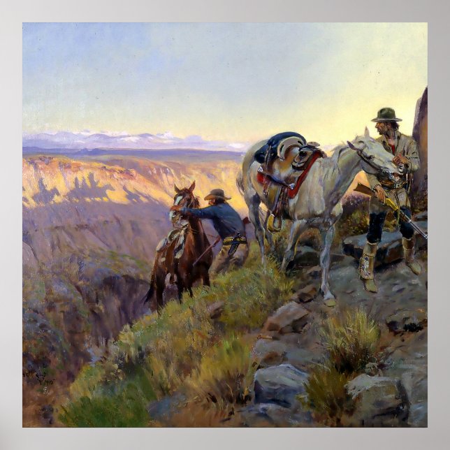 ”När skuggor antyder död” av Charles M Russell Poster (Framsidan)