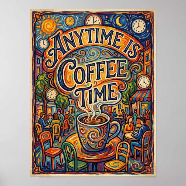 när som helst är kaffetid poster (Framsidan)