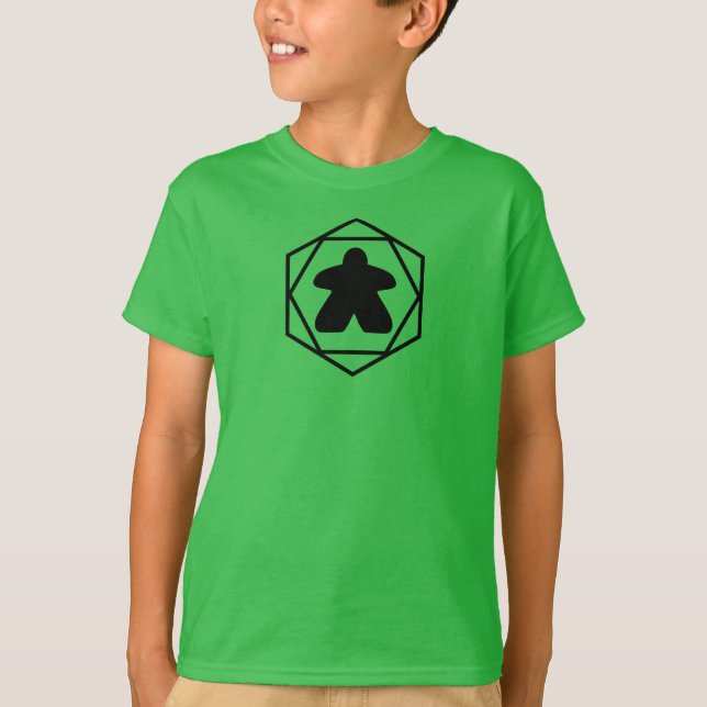 När som helst Meeple Black Art Boys Shirt T Shirt (Framsida)