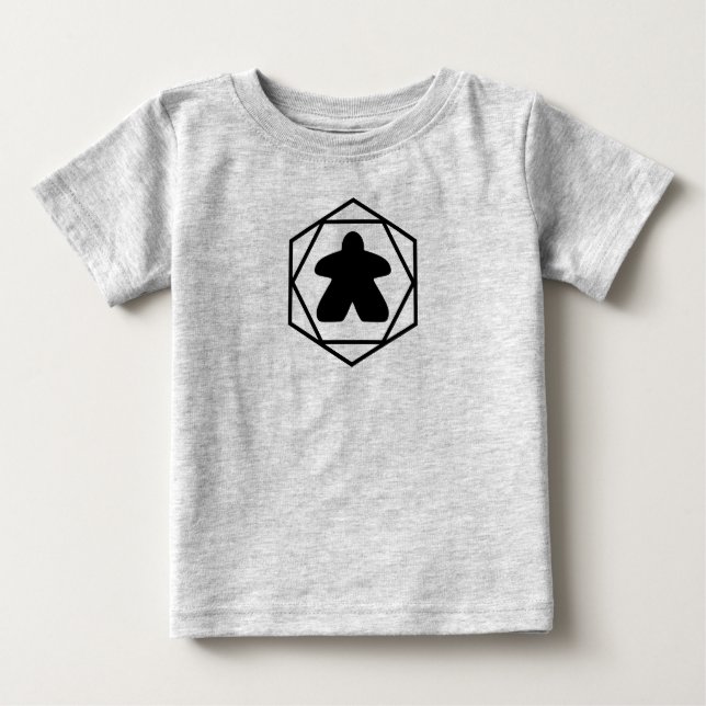 När som helst Meeple Black Art Småbarn Shirt T (Framsida)