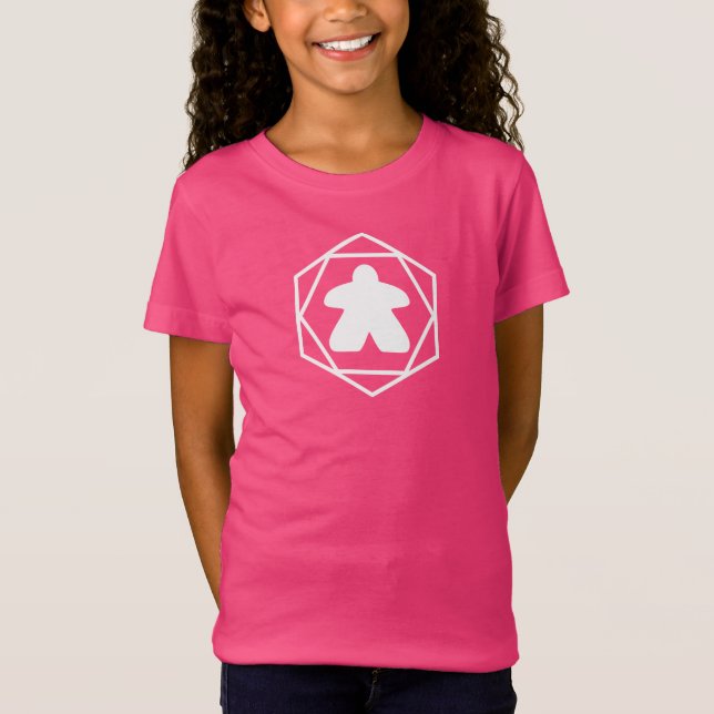 När som helst Meeple White Art Girls Shirt T Shirt (Framsida)
