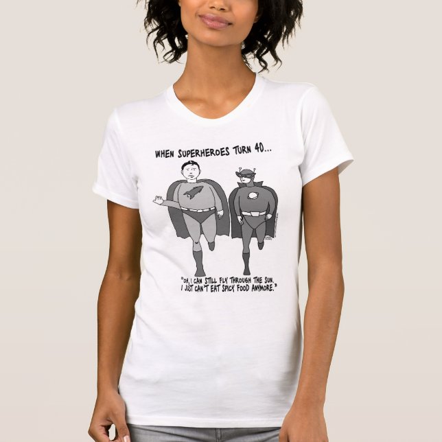 När Superheroes vänder den liten och nätt T-tröja T-shirt (Framsida)