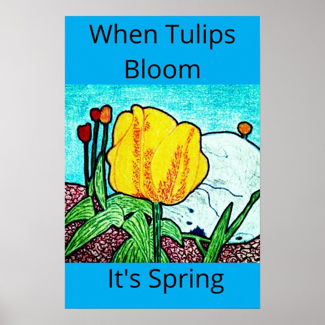 När tulpanerna blommar är det vår poster (Framsidan)