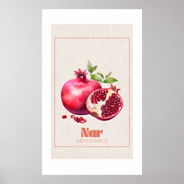Nar Turkisk Pomegranate Överflöd Folk Art Canvas Poster (Framsidan)