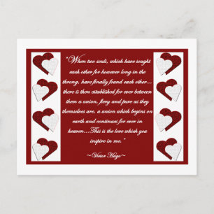 När två själar.. Victor Hugo Quote Postcard Vykort