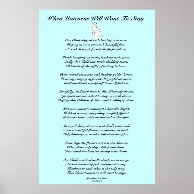 När Unicorns... Barns Poster (Framsidan)