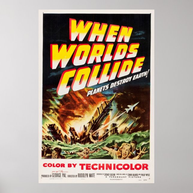När världen kolliderade 1951 Retro Sci Fi Film Cla Poster (Framsidan)