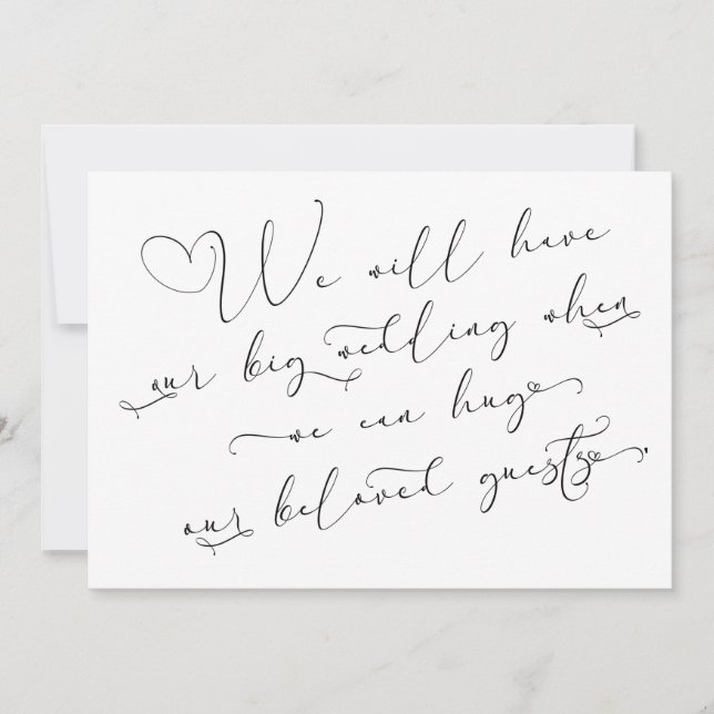 När vi kan krama Postponerad Bröllop Vit Kort (Framsida)
