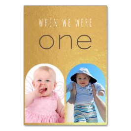 När vi var en falsk guld foto båge bröllop bordsnummer