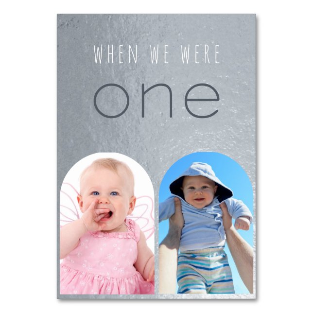 När vi var en Faux Silver Arch-barndomsfoto Bordsnummer (Baksidan)