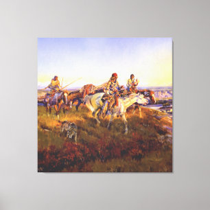 "När White Manar Turn Red" av Charles M Russell Canvastryck