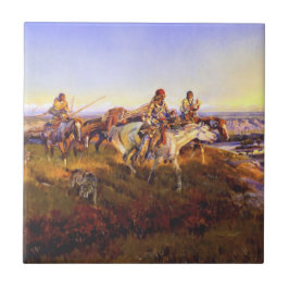 "När White Manar Turn Red" av Charles M Russell Kakelplatta