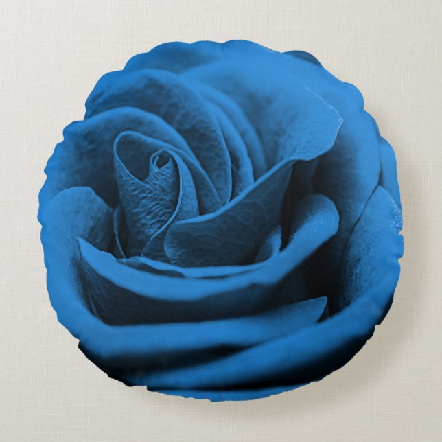 Nära blå röd ros, makroskönhet. rund kudde (Framsidan)