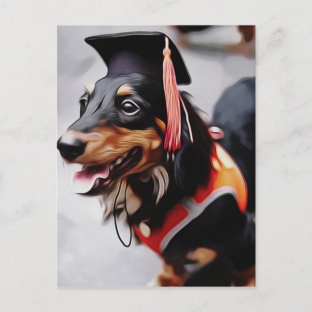 Nära Dachshund Hund under Studenten Hat P Vykort (Framsida)