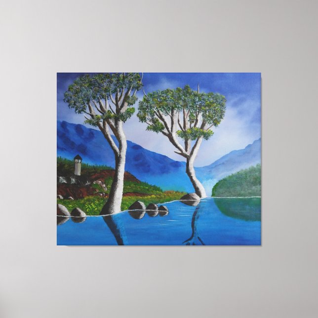 Nära DMZ Korea River Lookout Torn Canvastryck (Framsida)