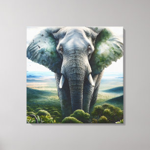 Nära Elephant Ansikte, Tusks, Trunk Canvastryck