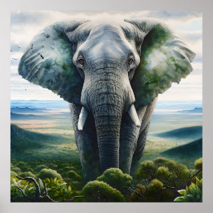 Nära Elephant Ansikte, Tusks, Trunk Poster