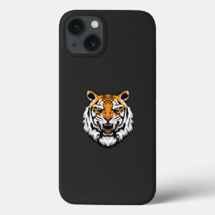 nära en tiger ansikte på en svart bakgrund