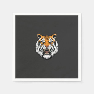 nära en tiger ansikte på en svart bakgrund pappersservett