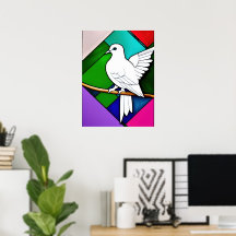 Nära en vit fågel sitta vid gren
