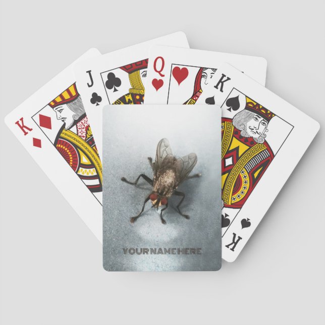 Nära foto av en fluga casinokort (Baksidan)