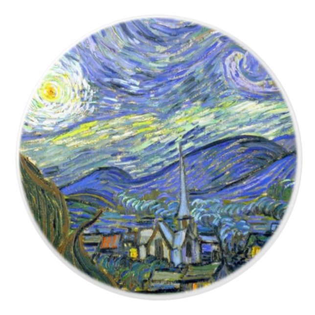 Nära från Starry Night av Vincent Van Gogh Knopp (Framsidan)