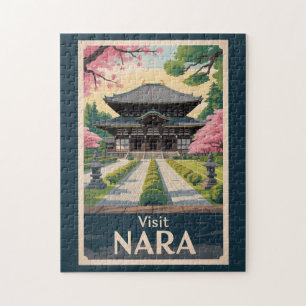 Nara Japan Illustration Resa Konst Vintage Pussel