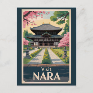 Nara Japan Illustration Resa Konst Vintage Vykort