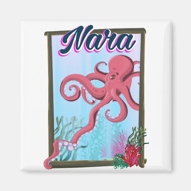 Nara Japan Squid-reseaffisch Magnet (Framsidan)