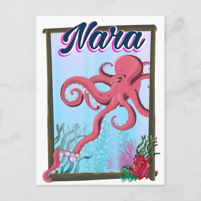 Nara Japan Squid-reseaffisch Vykort (Framsida)