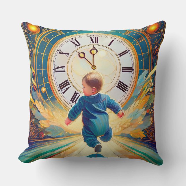 Nära midnatt och nya år går Baby sent Kudde (Framsida)