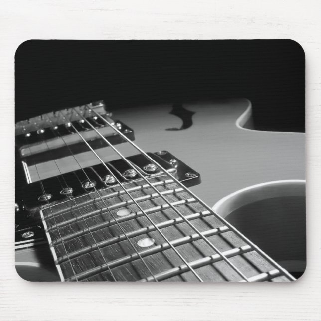 Nära övre för elektrisk gitarr - grå färg B&W Musmatta (Framsidan)