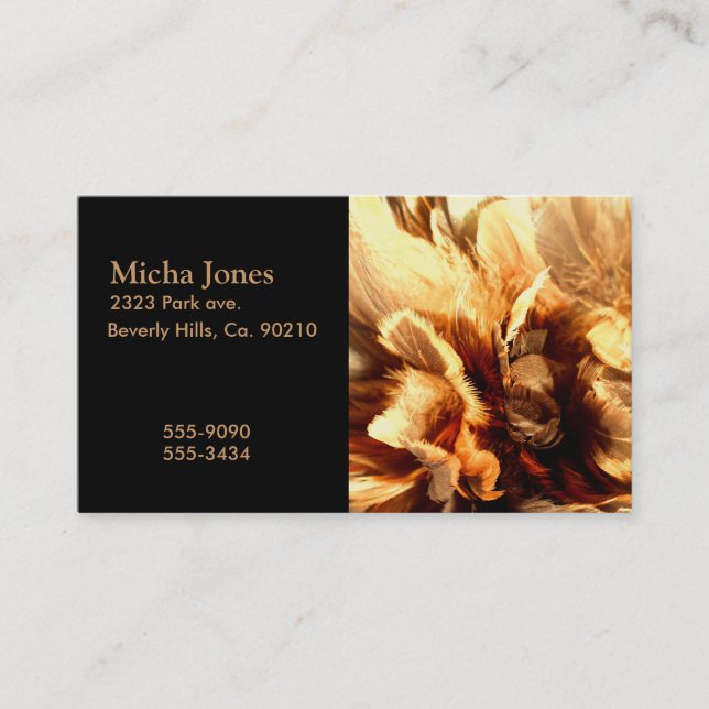 Nära övre för fjäderdammtrasa visitkort (Framsida)