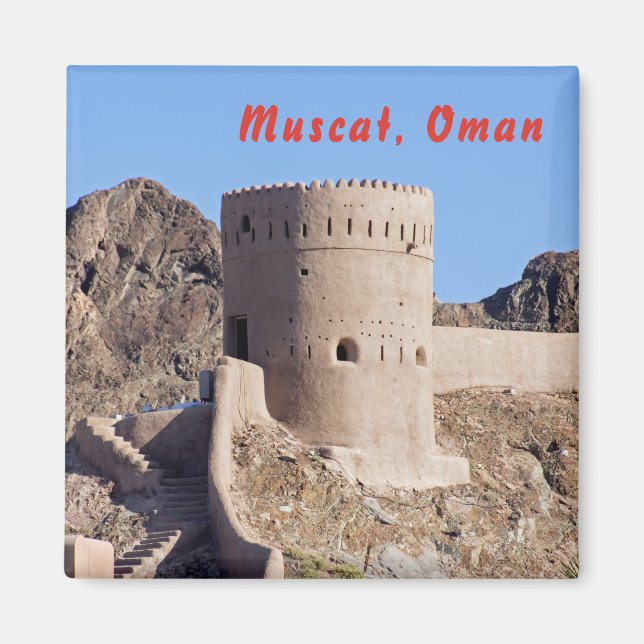 Nära på en klocka torn i gammal Muscat-Muscat Magnet (Framsidan)