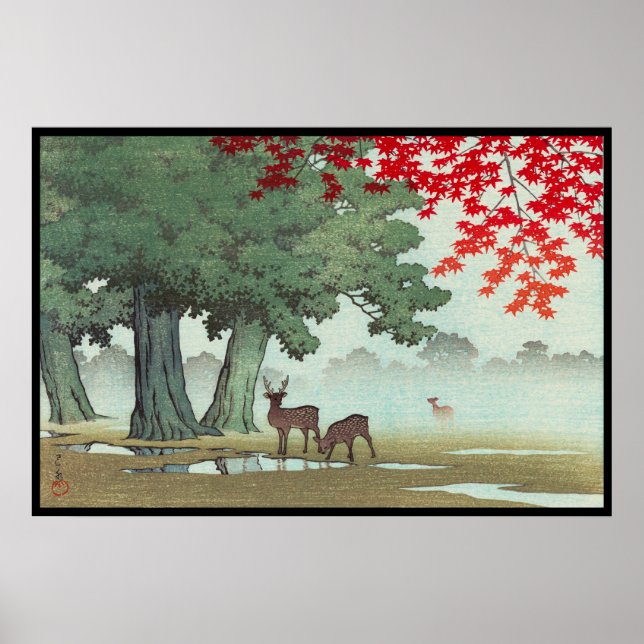 Nara Park Hasui Kawase shin hanga scenery art Poster (Framsidan)