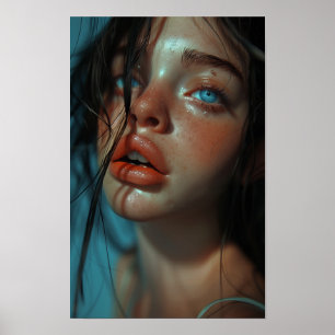 Nära Porträtt om en vacker flicka Poster
