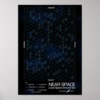 Nära Space Hexagon Poster Star-Karta